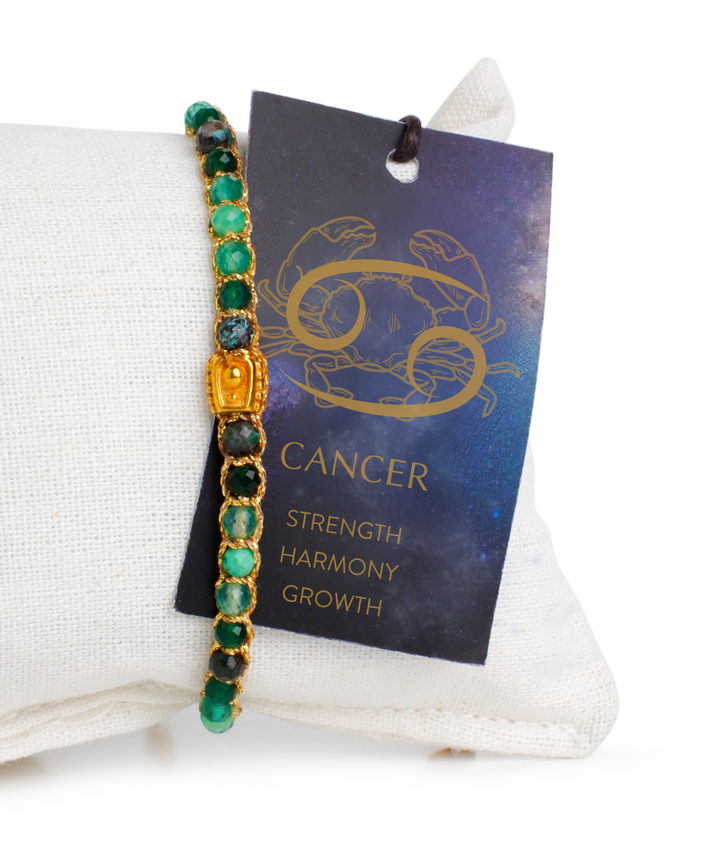 Bracelet with gemstones on a Taurus-themed card