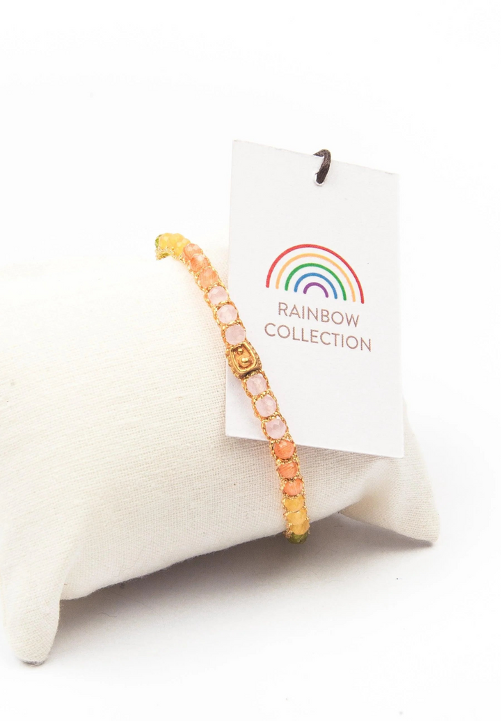 Rainbow Pastel Crystal Bracelet | Gold