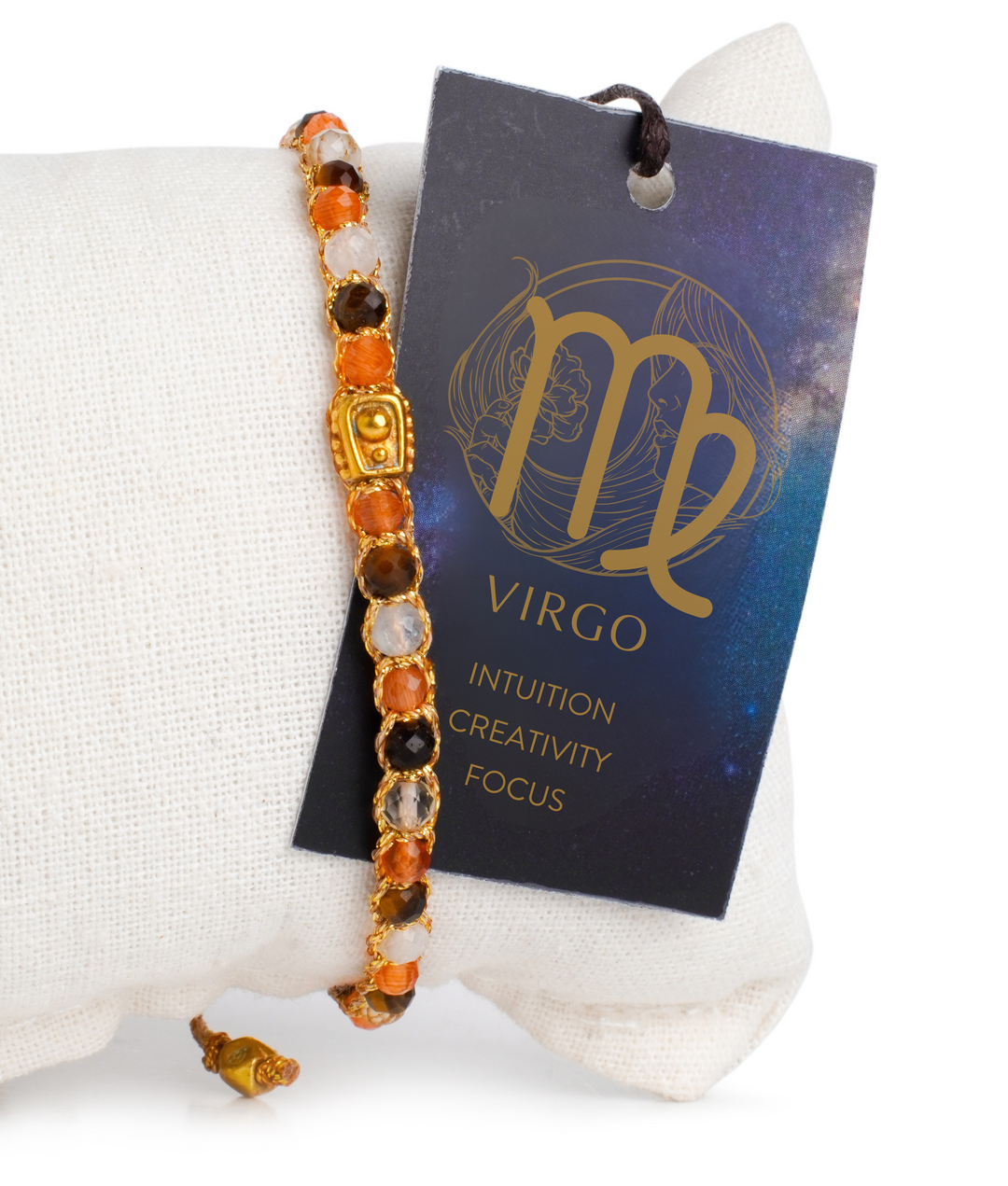 Bracelet with gemstones on a Virgo themed card