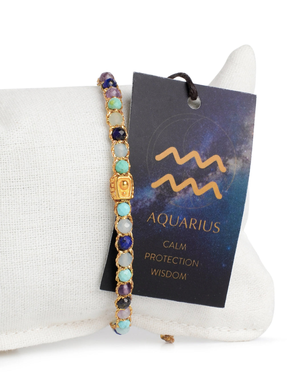 Aquarius Crystal Zodiac Bracelet | Gold