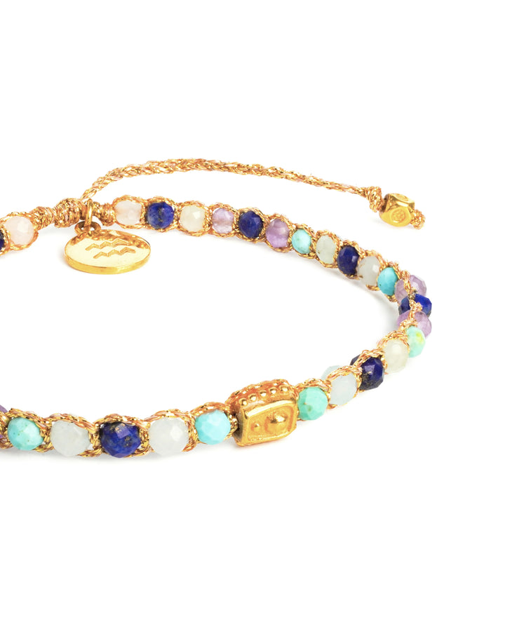 Aquarius Crystal Zodiac Bracelet | Gold