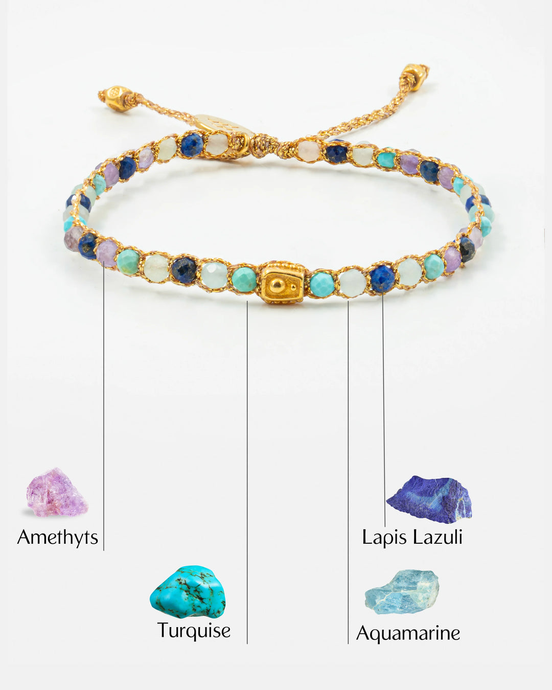 Aquarius Crystal Zodiac Bracelet | Gold