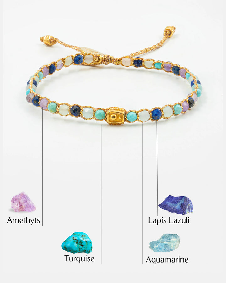 Aquarius Crystal Zodiac Bracelet | Gold