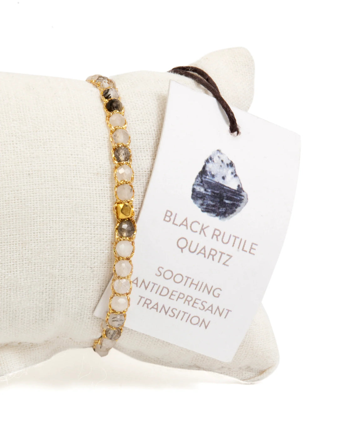 Black Rutilated Quartz Crystal Bracelet | Gold