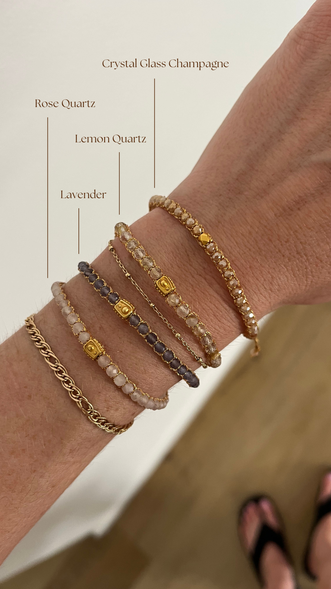 Lavender Crystal Bracelet | Gold