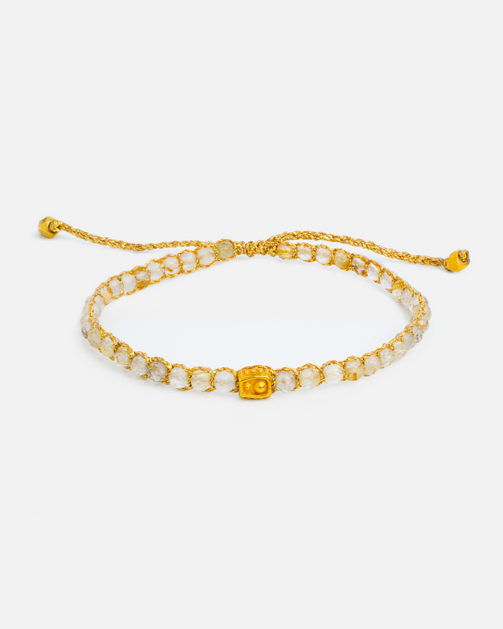 Lemon Quartz Crystal Bracelet | Gold