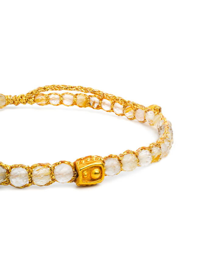Lemon Quartz Crystal Bracelet | Gold