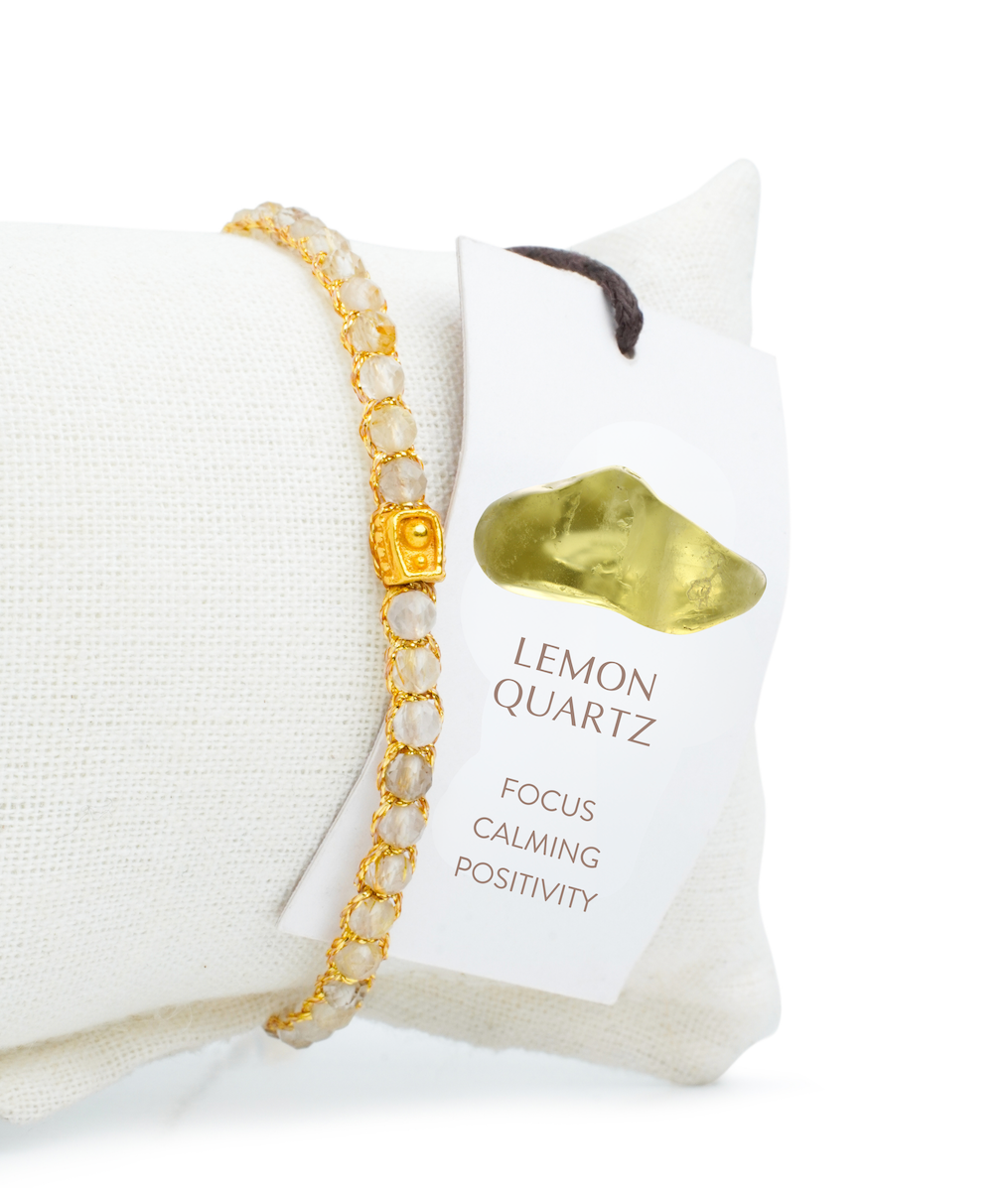 Lemon Quartz Crystal Bracelet | Gold