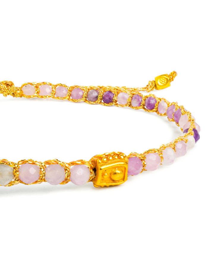 Lepidolite Crystal Bracelet | Gold