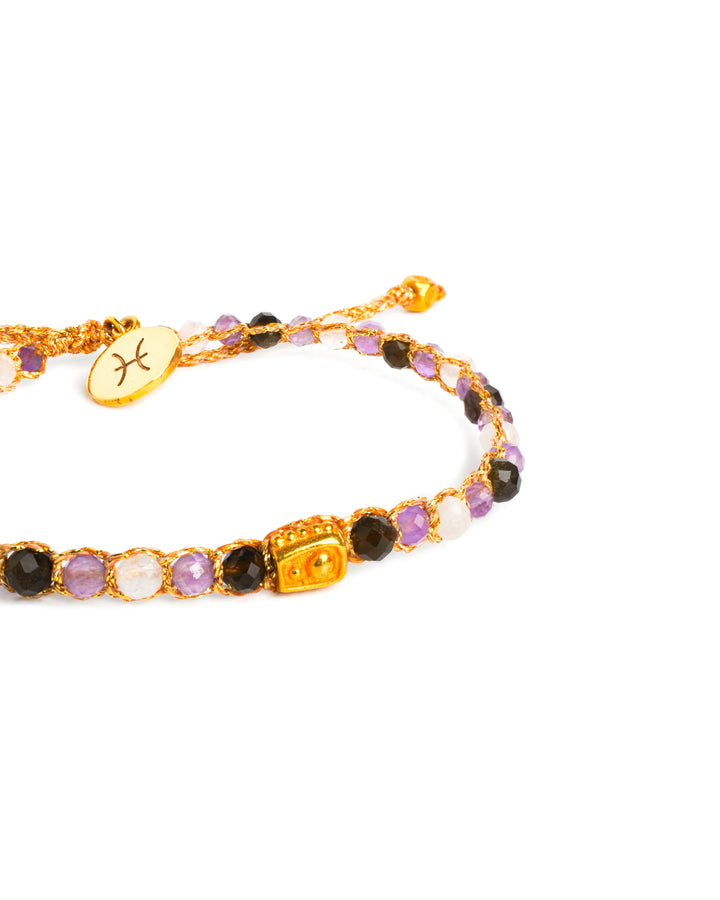 Pisces Crystal Zodiac Bracelet | Gold