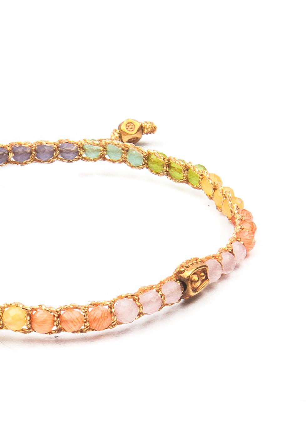 Rainbow Pastel Crystal Bracelet | Gold