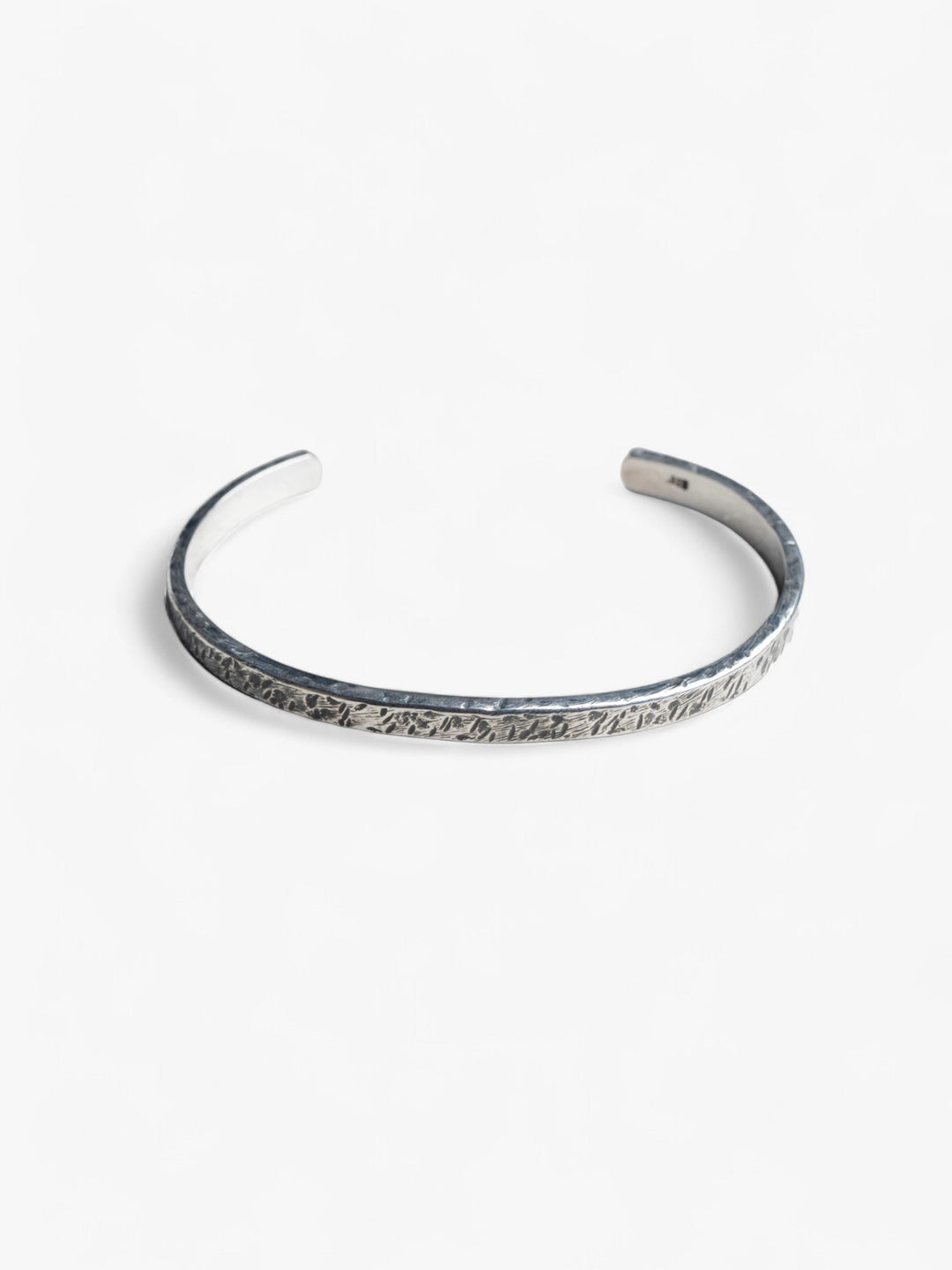 Sterling Silver cuff front view hammered finished oxidised colour - nusands striking cuff